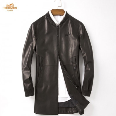[미러급]Hermes 2018 Mens Business Leather Jacket - 에르메스 2018 남성 비지니스 가죽 자켓 Her0038x.Size(l - 4xl).브라운