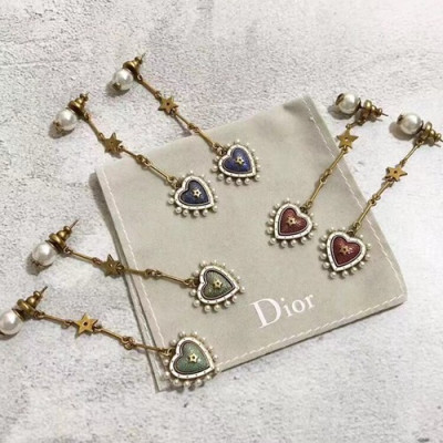 Dior Rose Gold Earring - 디올 여성용 18k도금 로즈 골드 귀걸이  3색(레드,네이비,그린)