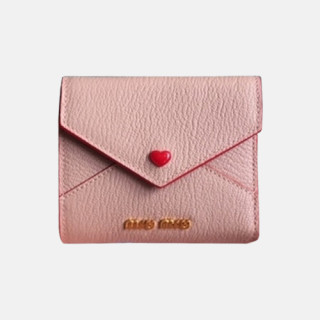 MiuMiu 2018 Madras Leather Wallet Love 5MH014 - 미우미우 하트 버튼 지갑 MIU0042X  11CM