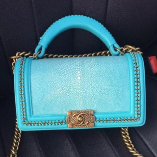Chanel Leboy Leather Chain Tote Shoulder Bag ,25CM - 샤넬 르보이 레더 체인 토트 숄더백 CHAB0370,25CM,블루