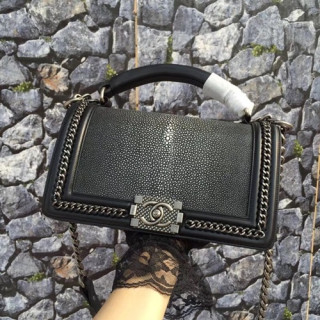 Chanel Leboy Leather Chain Tote Shoulder Bag ,25CM - 샤넬 르보이 레더 체인 토트 숄더백 CHAB0373,25CM,블랙