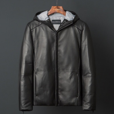 [미러급] Armani 2018 Mens Down Leather Jacket - 알마니 남성 다운 가죽자켓 Arm0095x.Size(M - 3XL)블랙
