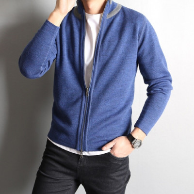 Zegna 2018 Mens Both-sides Wool Zip up Sweater - 제냐 양면 울 집업 스웨터 Zeg0028x.Size(M - 3XL)블루