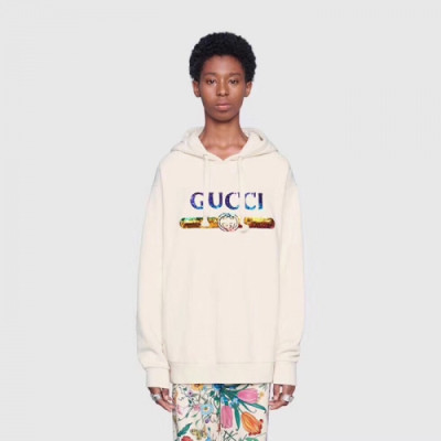 Gucci 2018 Vintage Logo Cotton Hood Tee - 구찌 빈티지 크림 로고 후드티 Guc0435x.Size(S - L)