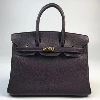Hermes Birkin Togo Leather Tote Shoulder Bag ,25cm - 에르메스 버킨 토고 레더 여성용 토트 숄더백 HERB0513,25cm,다크퍼플