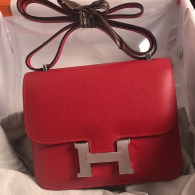 Hermes Constance Epsom Leather Shoulder Bag,19cm - 에르메스 콘스탄스 엡송 레더 여성용 숄더백 HERB0540, 19cm,레드