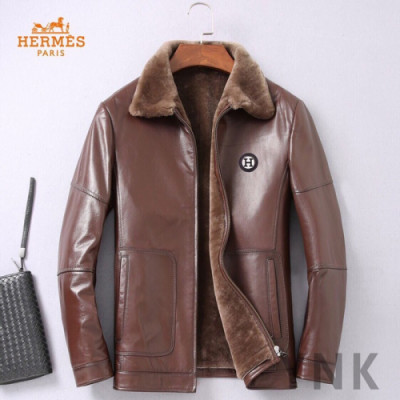 [미러급] Hermes 2018 Mens Leather Jacket - 에르메스 남성 레더 자켓 Her0058x.Size(M - 3XL)브라운