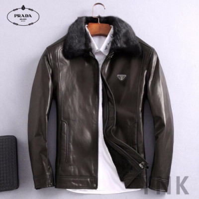 [미러급] Prada 2018 Mens Leather Jacket - 프라다 남성 신상 레더 자켓 Pra0374x.Size(M - 3XL)브라운