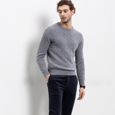 Zegna 2018 Mens 100%Wool Crew-neck Sweater - 제냐  울 크루넥 스웨터 Zeg0038x.Size(m - 3xl).그레이