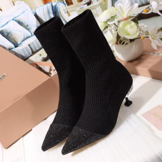 Miumiu 2018 Ladies knit Glitter Boots - 미우미우 니트 글리터 삭스부츠 Miu0126x.Size(220 - 250)블랙