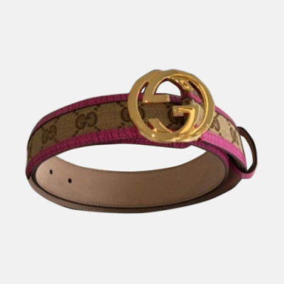 Gucci 2019 Ladies GG Logo Leather Belt - 구찌 신상 여성 GG 로고 레더 벨트 Guc0611x.Size(3.5cm).핑크금장