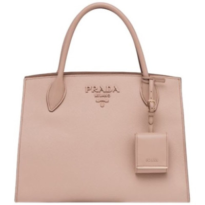 Prada Monochrome Tote Shoulder Bag,33cm - 프라다 모노크롬 여성용 토트 숄더백 ,1BA156-6,33cm ,핑크