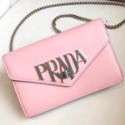 Prada Logo Chain Shoulder Bag,22cm - 프라다 로고 체인 숄더백 ,1BD097-5,22cm,핑크