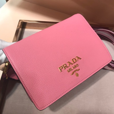 Prada 2018 Leather Vitello Shoulder Cross Bag,20CM - 프라다 2018 레더 비텔로 숄더 크로스백,1BD102-3,20cm ,핑크