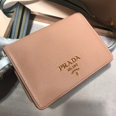 Prada 2018 Leather Vitello Shoulder Cross Bag,20CM - 프라다 2018 레더 비텔로 숄더 크로스백,1BD102-4,20cm ,인디핑크