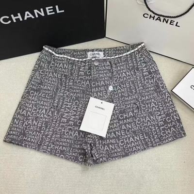 [샤넬]Chanel 2024 Womens Logo Casual Denim Half Pants - 샤넬 2024 여성 캐쥬얼 데님 반바지 Cnl0161x.Size(s - l).그레이
