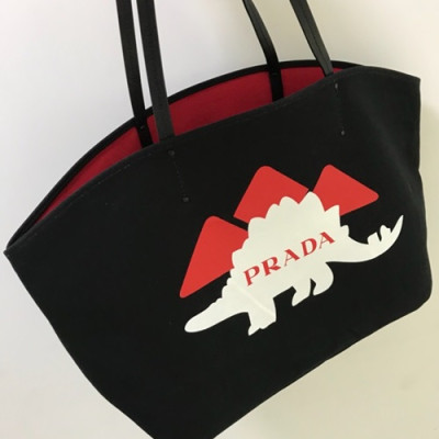 Prada 2018 Canvas Tote Shoulder Bag,40cm - 프라다 2018 캔버스 여성용 토트 숄더백 ,1BG218-8,40cm,블랙