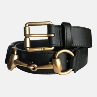 Gucci 2019 Mens Horsbit Buckle Leather Belt - 구찌 남성 신상 홀스빗 버클 레더 벨트 Guc0702x.Size(3.0cm).블랙