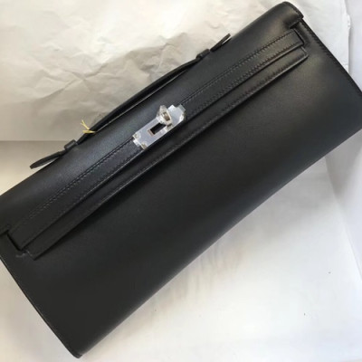 Hermes Kelly Cut Swift Leather Clutch Bag ,31cm - 에르메스 켈리 컷 스위프트 레더 여성용 클러치백 HERB0577,31cm,블랙(은장)