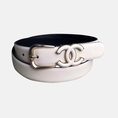 Chanel 2019 Ladies Classic CC Buckle Leather Belt - 샤넬 여성 클랙식 CC 버클 레더 벨트 Cnl0188x.Size(2.5cm).화이트은장