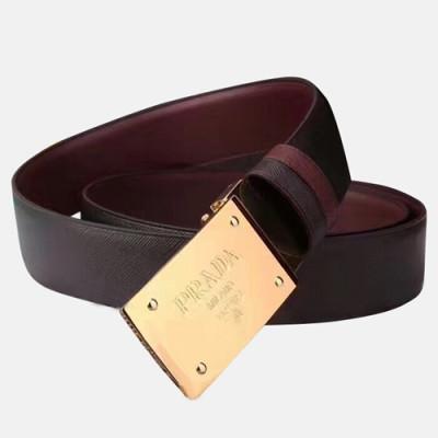 Prada 2019 Mens Saffiano Box Logo Business Leather Belt - 프라다 남성 신상 사피아노 박스 로고 비지니스 레더 벨트 Pra0465x.Size(3.5cm).2컬러(블랙은장/블랙금장)