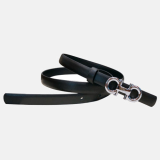 Salvatore Ferragamo 2019 Ladies Gancini Buckle Leather Belt - 살바토레 페라가모 여성 간치니 버클 레더 벨트 Fer0174x.Size(1.5cm).블랙은장