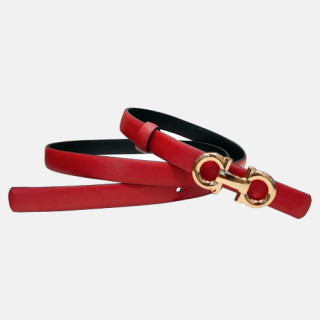 Salvatore Ferragamo 2019 Ladies Gancini Buckle Leather Belt - 살바토레 페라가모 여성 간치니 버클 레더 벨트 Fer0175x.Size(1.5cm).레드금장