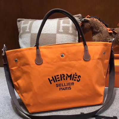 Hermes Canvas Tote Shoulder Shopper Bag  - 에르메스 캔버스 여성용 토트 숄더 쇼퍼백 HERB0620,오렌지