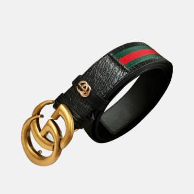 Gucci 2019 Mens Signature GG Logo Steel Buckle Leather Belt - 구찌 신상 남성 시그니처 GG 로고 스틸 버클 레더 벨트 Guc0804x.Size(4.0cm).블랙금장