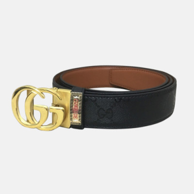 Gucci 2019 Mens Signature GG Logo Steel Buckle Leather Belt - 구찌 신상 남성 시그니처 GG 로고 스틸 자동 버클 레더 벨트 Guc0815x.Size(3.5cm).블랙금장