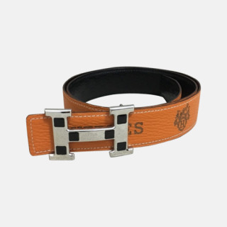 Hermes 2019 Mens Business Initial Logo Reversible Leather Belt - 에르메스 남성 비지니스 이니셜 로고 양면 가죽 벨트 Her0162x.Size(3.8cm).오렌지은장