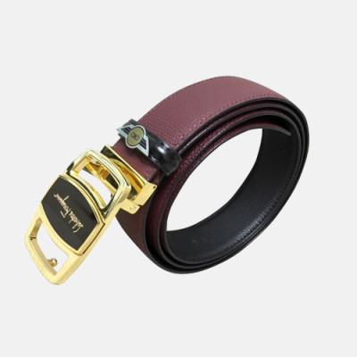 Salvatore Ferragamo 2019 Mens Box Logo Buckle Leather Belt - 살바토레 페라가모 남성 박스 로고 버클 레더 벨트 Fer0213x.Size(3.5cm).버건디금장