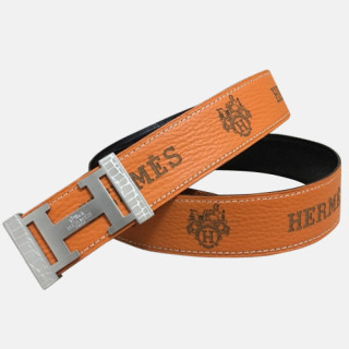Hermes 2019 Mens Business Initial Logo Reversible Leather Belt - 에르메스 남성 비지니스 이니셜 로고 양면 가죽 벨트 Her0171x.Size(3.8cm).오렌지은장