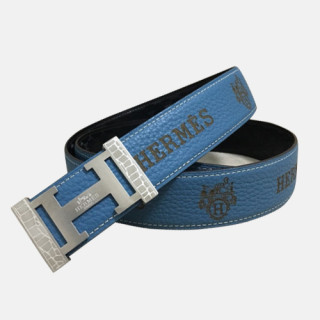 Hermes 2019 Mens Business Initial Logo Reversible Leather Belt - 에르메스 남성 비지니스 이니셜 로고 양면 가죽 벨트 Her0172x.Size(3.8cm).블루은장