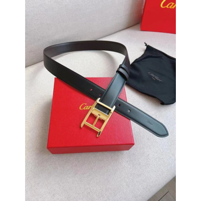 Cartier Mens Leather Belt - 까르띠에 남성용 레더 벨트 CARBT0004.Size(3.5cm).블랙(금장)