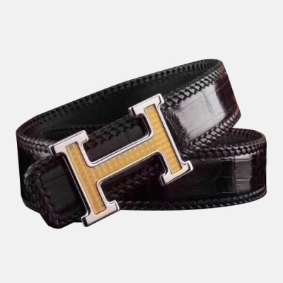 Hermes 2019 Mens Business Initial Logo Leather Belt - 에르메스 남성 비지니스 이니셜 로고 가죽 벨트 Her0198x.Size(3.8cm).2컬러(블랙은장/브라운금장)