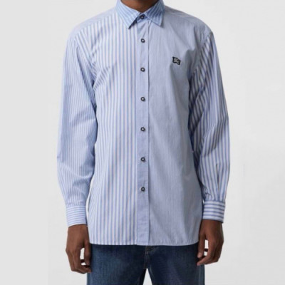 Burberry 2019 Mens Embroidery Logo Classic Check Cotton Tshirt - 버버리 남성 자수 로고 클래식 코튼 체크 셔츠 Bur0619x.Size(xs - xl).체크스카이블루