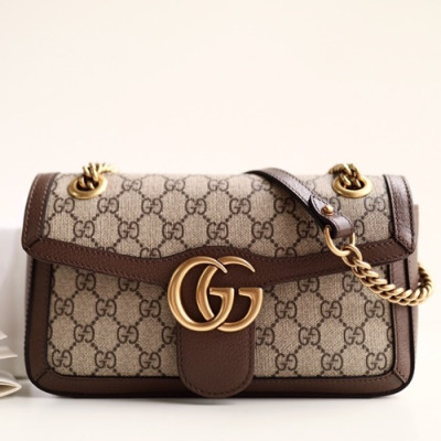 Gucci Marmont Matlase Women Shoulder Bag ,26CM- 구찌 GG 마몬트 마틀라세 여성용 숄더백 443497,GUB0509,26CM,브라운