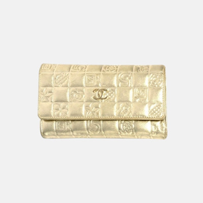 Chanel 2019 Womens Metallic Ikon Middle Wallet  - 샤넬 여성 메탈릭 아이콘 중지갑 Cnl0344x.Size(16cm).골드