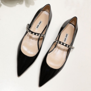 Miumiu 2019 Ladies Crystal Patent Ballet Shoes - 미우미우 여성 크리스탈 페이던트 발렛슈즈 Miu0139x.Size(220 - 250).블랙