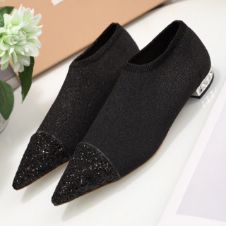 Miumiu 2019 Ladies Crystal Glitter Sock Loafer - 미우미우 여성 크리스탈 글리터 양말 로퍼 Miu0142x.Size(220 - 250).블랙