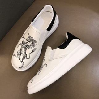 Alexander McQueen 2019 Mens Printing Leather Slip-on - 알렉산더맥퀸 남성 프린팅 레더 슬립온 Qeen0056x.Size(240 - 270).화이트