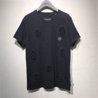 Philipp Plein 2019  Mens Logo Cotton Short Sleeved Tshirt - 필립플레인 남성 로고 코튼 반팔티 Phi0034x.Size(m - 3xl).블랙