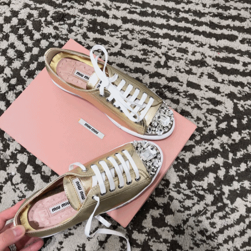 Miumiu 2019 Ladies Crystal Glitter Sneakers- 미우미우 여성 크리스탈 글리터 스니커즈 Miu0160x.Size(225- 245).2컬러(골드/실버)