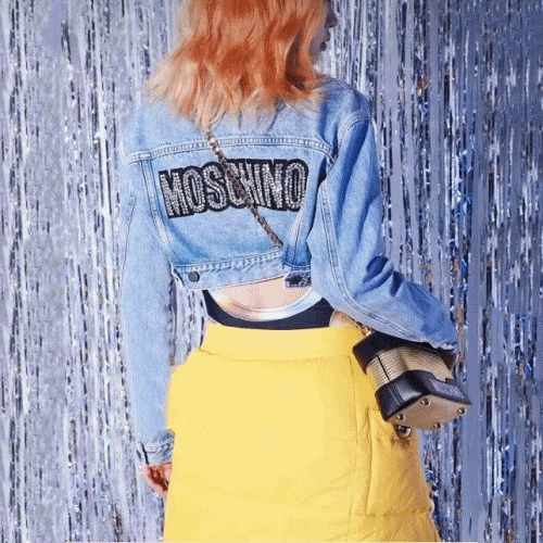 [프리미엄]Moschino 2019 Womens Strassy Logo Denim Jacket&Skirt - 모스키노 여성 스트라스 로고 데님 자켓&스커트 Mos0011x.Size(s - l).블루