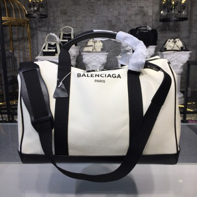 Balenciaga 2019 Canvas & Leather Tote Shoulder Bag,44CM - 발렌시아가 2019 남여공용 캔버스&레더 여행용가방,BGB0023,44CM,화이트+블랙