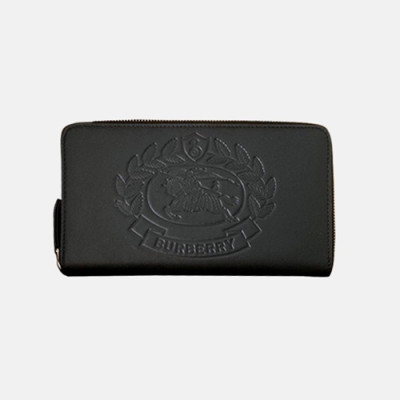 Burberry 2019 Leather Zip Round Wallet - 버버리 남여공용 레더 지퍼 라운드 장지갑 BURW0042.Size(20CM).블랙