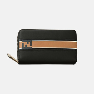 Fendi 2019 Leather Zip Round Wallet - 펜디 남여공용 레더 지퍼 라운드 장지갑 FENW0040.Size(19cm).블랙