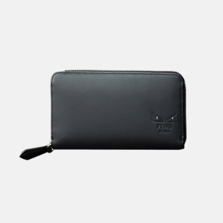 Fendi 2019 Leather Zip Round Wallet - 펜디 남여공용 레더 지퍼 라운드 장지갑 FENW0057.Size(19cm).블랙