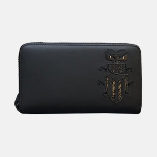 Fendi 2019 Leather Zip Round Wallet - 펜디 남여공용 레더 지퍼 라운드 장지갑 FENW0063.Size(19cm).블랙